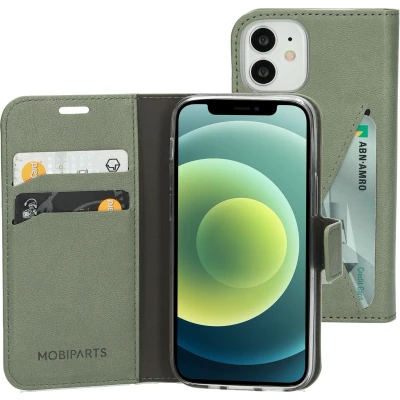 Afbeelding van Mobiparts Classic Wallet Case Apple iPhone 12 Mini Stone Green