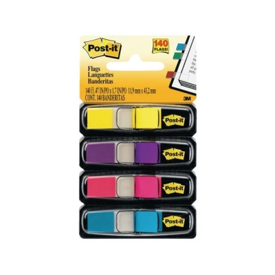 Afbeelding van Post it Index Smal, 4 X 35 Tabs, Geel, Paars, Roze En Helderblauw