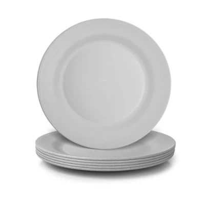 Afbeelding van JSYMJSY 28cm Onbreekbare Borden, 6 Delige Set Herbruikbaar Plastic Eetborden, Licht, Kunststof Zonder BPA, Voor Camping Feest, Magnetronbestendig Vaatwasmachinebestendig, Grijs