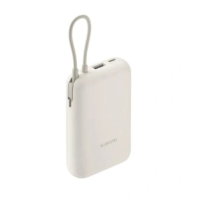 Afbeelding van Xiaomi 22,5 W powerbank met geïntegreerde kabel, 10.000 mAh, snellaadfunctie, laadt 3 apparaten tegelijkertijd op, geschikt voor vliegtuigen, in 4,5 uur opgeladen, praktisch en compact, blauw