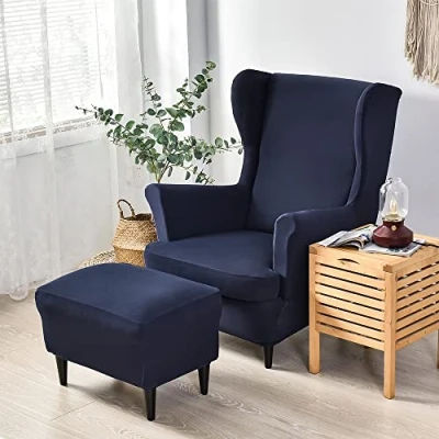 Afbeelding van CHNSHOME Fauteuilhoes, 2 stuks, stoelovertrek, fauteuilovertrek, stretch oorfauteuilhoes, marine