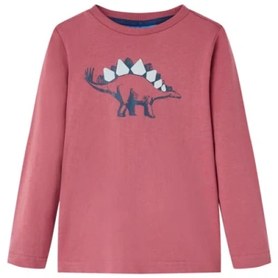 Afbeelding van Kindershirt met lange mouwen dinosaurusprint 116 donkerrood