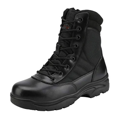 Afbeelding van NORTIV 8 Mannen Militaire Tactische Werklaarzen Zijrits Lederen Motorfiets Combat Boots (6 Inches), Zwart Inch, 42.5 EU