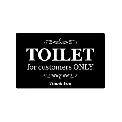 Afbeelding van toilet ALLEEN voor klanten Zelfklevend deurbord, ideale kennisgeving toiletten, toilet, badkamer, (zwart)