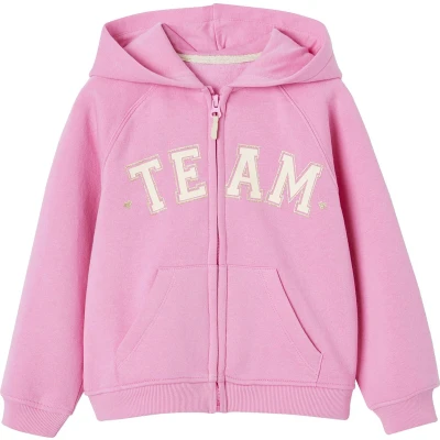 Afbeelding van Vertbaudet Sportsweater met rits en capuchon &quot;Team&quot; motief meisjes