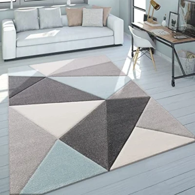 Afbeelding van Paco Home Vloerkleed Lara 237 Korte pool, modern geometrisch design, met gesneden reliëfpatroon