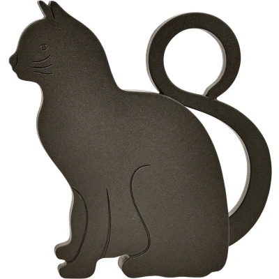 Afbeelding van Esschert deurstopper/deurwig kat kunststof zwart 11 x 9 3 cm Deurstoppers