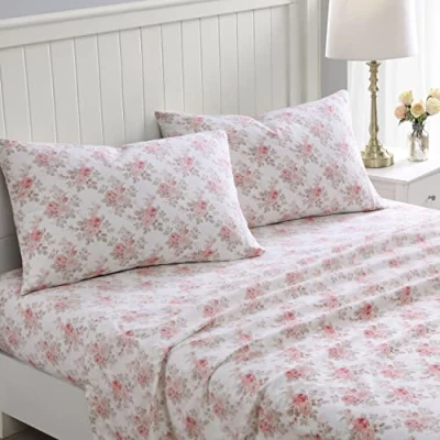 Afbeelding van Laura Ashley Home Tweepersoonslakens, katoenen flanellen beddengoed, geborsteld voor extra zachtheid en comfort (Lisalee, Twin)