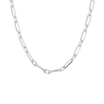 Afbeelding van Zilver Gerhodineerde Collier paperclip spitse buis 3 1333099 Sieraden compleet horloge Zilverkleur 45 cm