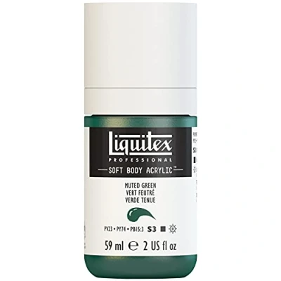 Afbeelding van Liquitex 1959501 Professional Acrylfarbe Soft Body Künstlerfarbe in cremiger deckender Konsistenz, hohe Pigmentierung, lichtecht &amp; alterungsbeständig, 59ml Flasche Gedämpftes Grün