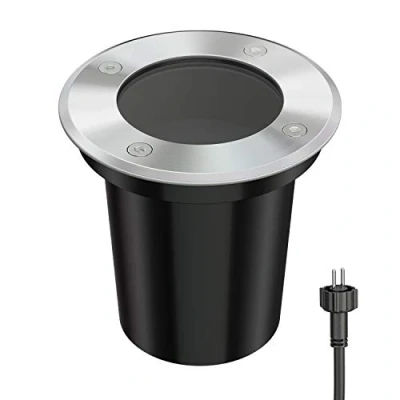 Afbeelding van ledscom.de Bodeminbouwlamp BOJA voor buiten, IP67, roestvrij staal, rond, 108mm Ø, 1x GU5.3 max. 15W, padverlichting, grondlamp, tuinspot, buitenlamp, tuinlamp, grondinbouwlamp, 12v, spot