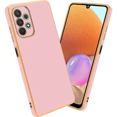 Afbeelding van Cadorabo Hoesje geschikt voor Samsung Galaxy A32 4G in Glossy Roze Goud Beschermhoes Case Cover van flexibel TPU silicone en met camerabescherming