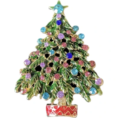 Afbeelding van Broche Kerstboom Strass 5.5 x 3.9 cm