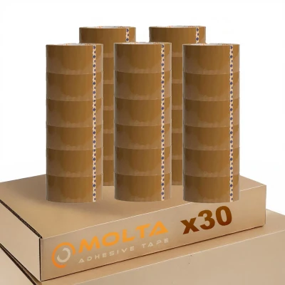 Afbeelding van MOLTA SOLVENTA TRANSPARANT Verpakkingstape 48 mm x 120 m Kartonnen tape voor pakketten en dozen 30 Rollen SYNTHETIC RUBBER