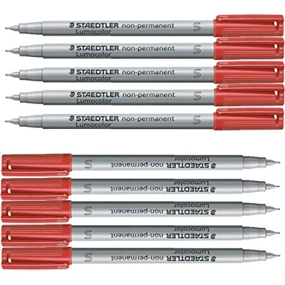 Afbeelding van Staedtler 311 Lumocolor universele pen S punt, circa 0,4 mm, niet permanent, 10 stuks in kartonnen etui rood