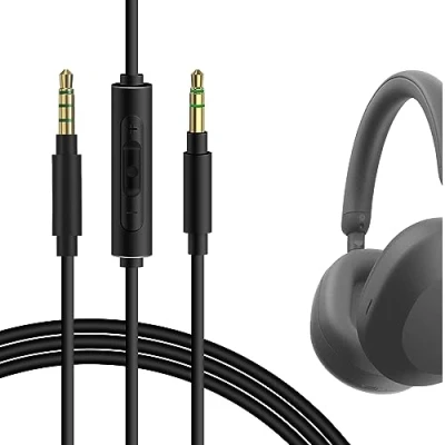 Afbeelding van Geekria QuickFit Audiokabel met microfoon compatibel Sony WH XB910N XB900N 1000XM5 1000XM4 1000XM3 CH710N CH700N hoofdtelefoon, 3,5 mm verwisselbare stereokabel ingebouwde en volumeregeling (1,2 m)