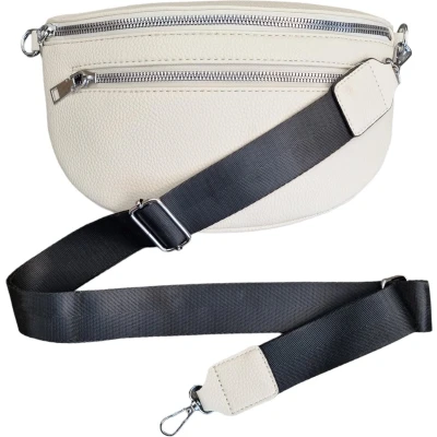 Afbeelding van VIQRI Crossbodytassen Tassen dames Bumbag heuptas inclusief schouderriem beige festival zilver musthave