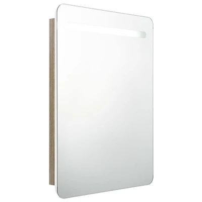 Afbeelding van vidaXL Badkamerkast met spiegel en LED 60x11x80 cm wit eikenkleurig