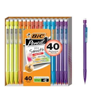Afbeelding van Bic Mechanical Pencils, Xtra Smooth, Bright Edition (Darker Colors, Erases Cleanly), 40 Count