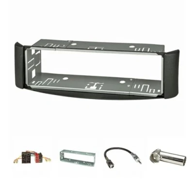 Afbeelding van tomzz Audio 2451 022 radio installatie frame Set geschikt voor Smart fortwo (450) jaar 1998 2007 donkergrijs met metalen schacht, adapter iso, Raku2 antenne iso