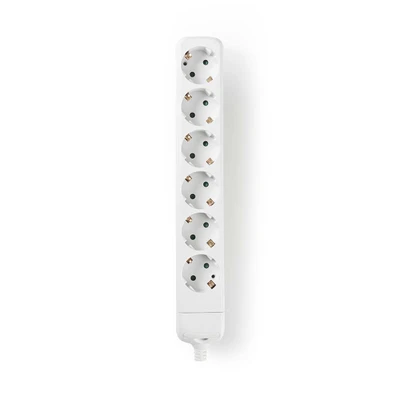 Afbeelding van Nedis Stekkerdoos Randaarde stekker / Type F (CEE 7/7) 6 wegs 3680 W 16 A Soort aarding: Zijcontacten 230 V AC 50/60 Hz Hoek van stopcontact: 45 Geen Kabel Inbegrepen Wit