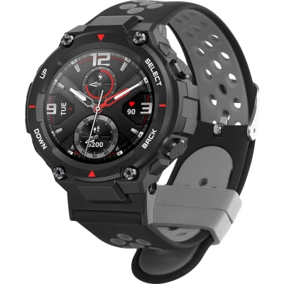 Afbeelding van kwmobile horlogebandje geschikt voor Huami Amazfit T Rex / Pro polsband Smartwatch bandje van TPU Activity tracker horloge band in zwart grijs