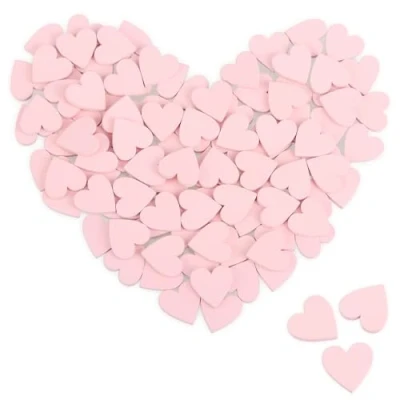 Afbeelding van COM FOUR® 200x mini hartverstrooiingsdecoraties roze houten harten voor handwerk verstrooiingsdecoraties tafeldecoratie bruiloften en feesten (Hartjes/roze 100 stuks)
