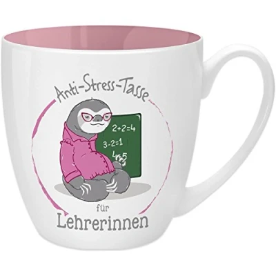 Afbeelding van GRUSS &amp; CO Anti stress Mok motief &quot;Lerares&quot; met spreuk, 45 cl, New Bone China, geschenk dank u, 45496