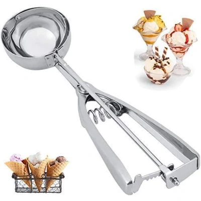 Afbeelding van Wifehelper IJsschep, roestvrijstalen ijsschepper Professionele antisliphandvat Koekjeslepel IJsschep Trigger Cupcake schep (6CM)