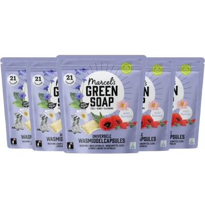 Afbeelding van Marcel&#039;s Green Soap Wasmiddel Capsules Wilde Bloemen 5 x 21 stuks