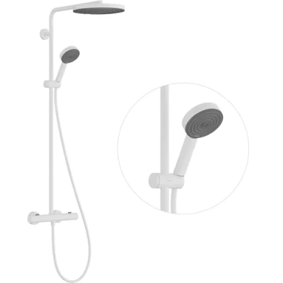 Afbeelding van hansgrohe pulsify s puro showerpipe 260 1jet met thermostaat en handdouche 3jet mat wit 24236700