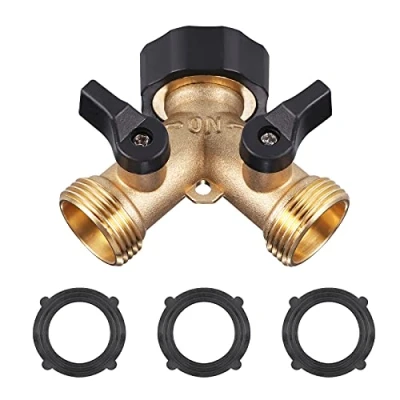 Afbeelding van Zocipro Splitser voor waterkraan met 2 wegen, 1,9 cm, tuinslangaansluiting in Y vorm, messing, wasmachine, tuin, binnenplaats, gazon, keuken