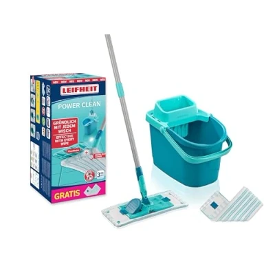 Afbeelding van Leifheit 55515 Powerclean Vloerwisser M 33 cm Compleet Systeem met Steel 140 Micro Duo Gratis Extra Doek