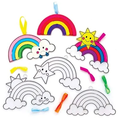 Afbeelding van Baker Ross FE148 Regenboog Zonnevanger Decoraties pakket van 10, Glas in Lood Effect voor Kinderen om te Versieren en Tentoon Stellen Knutselactiviteiten.
