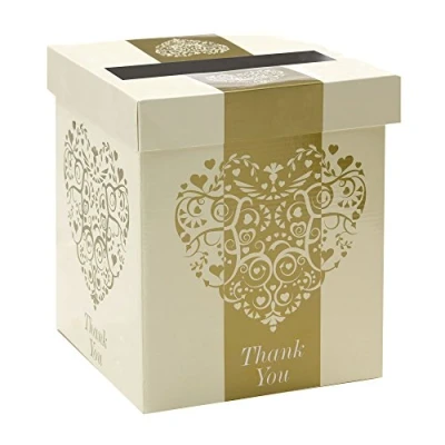 Afbeelding van Neviti Romantische vintage brievenbus, papier, goud, 21 x 25 cm
