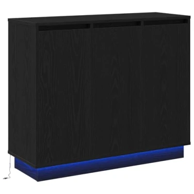 Afbeelding van vidaXL Dressoir met LED in Zwarte Eik 90x32x75 cm van Geengineerd Hout