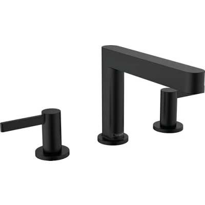 Afbeelding van Hansgrohe finoris driegats wastafelmengkraan 110 met pushopen mat zwart 76033670