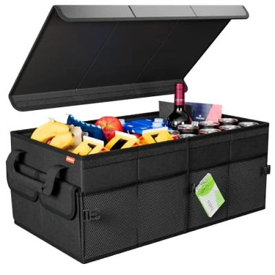 Afbeelding van ATHLON TOOLS Kofferbak organizer XXL, opvouwbare kofferbaktas, antislip, versterkt, stabiel met deksel, ideaal als opslag voor kamperen en dagelijks gebruik
