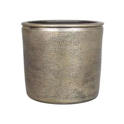 Afbeelding van Floran Bloempot industrieel goud keramiek met coating 12 cm