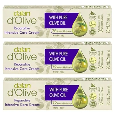 Afbeelding van 3 x Mini Dalan d&#039;Olive Intensieve Hand &amp; Body Vochtinbrengende crème voor droge huid 20 ml