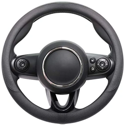 Afbeelding van COFIT 14 inch Ademend Stuurwielhoes Universele Autostuurwielhoezen Lederen Auto Stuurhoes Beschermer Maat S 35.5 36cm Zwart