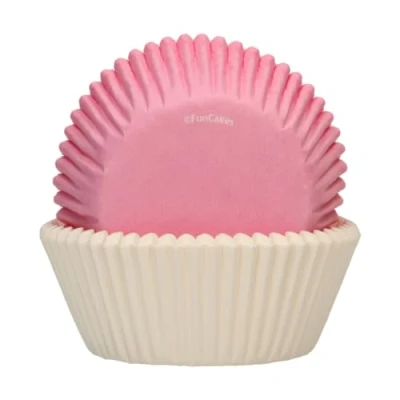 Afbeelding van FunCakes Baking Cups Roze, Wit 48 Stuks Cupcake Vormpjes Papier