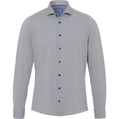 Afbeelding van Pure The Functional Shirt Patroon Donkerblauw maat 38 Heren Overhemden Formeel Print met Slim fit Pasvorm Polyester