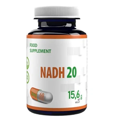 Afbeelding van NADH 20mg 60 veganistische capsules, in Laboratorium getest, hoge dosering, niet GVO