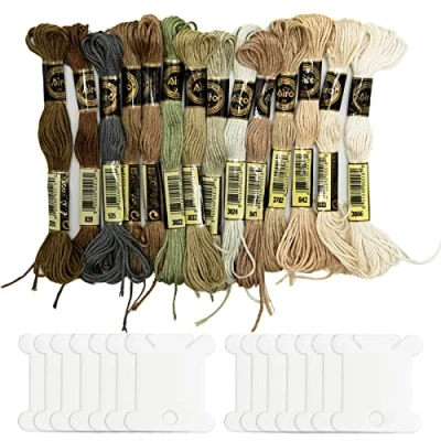 Afbeelding van SZXMDKH Bruine borduurgaren, naaigaren kit borduurgaren bruin serie kruissteek floss (14 strengen per verpakking)