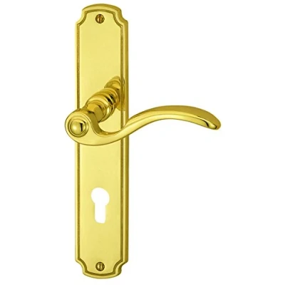 Afbeelding van Alpertec 32410273 Rebeca LS messing gepolijst PZ deurkrukset, deurkruk, deurbeslag, nieuw, voor ingangsdeuren van woningen aan beide zijden