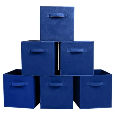 Afbeelding van PowerKing Opbergdoos, 6 opvouwbare opbergkubussen, opbergbox, organizer van stof, donkerblauw
