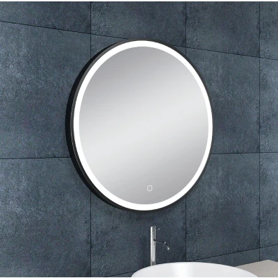 Afbeelding van Wiesbaden Maro spiegel rond met LED, dimbaar en spiegelverwarming 60 cm mat zwart