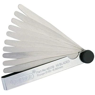 Afbeelding van Draper 36169 metrische voeler gauge set, 0,05 mm 0,80 mm, 100 lengte, 10 stuks, blauw