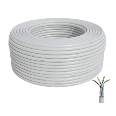 Afbeelding van BIGtec CAT 7 netwerkkabel installatiekabel LAN kabel 50 m wit CAT7 PiMF S/FTP halogeenvrij BauPVO Eca POE Gigabit netwerk datakabel CAT.7